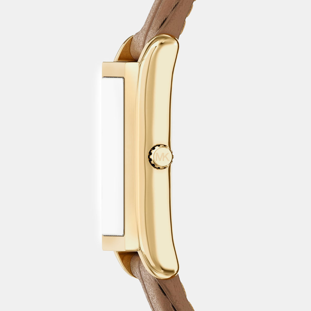 Essex Women Quartz Gold Dial Analog Leather Watch MK7584