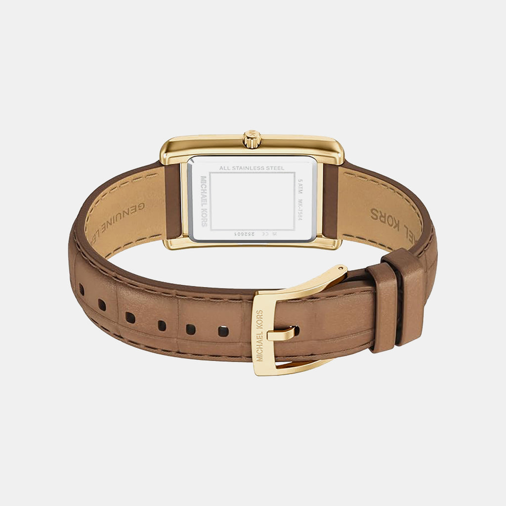 Essex Women Quartz Gold Dial Analog Leather Watch MK7584