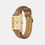 Essex Women Quartz Gold Dial Analog Leather Watch MK7584