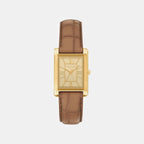 Essex Women Quartz Gold Dial Analog Leather Watch MK7584