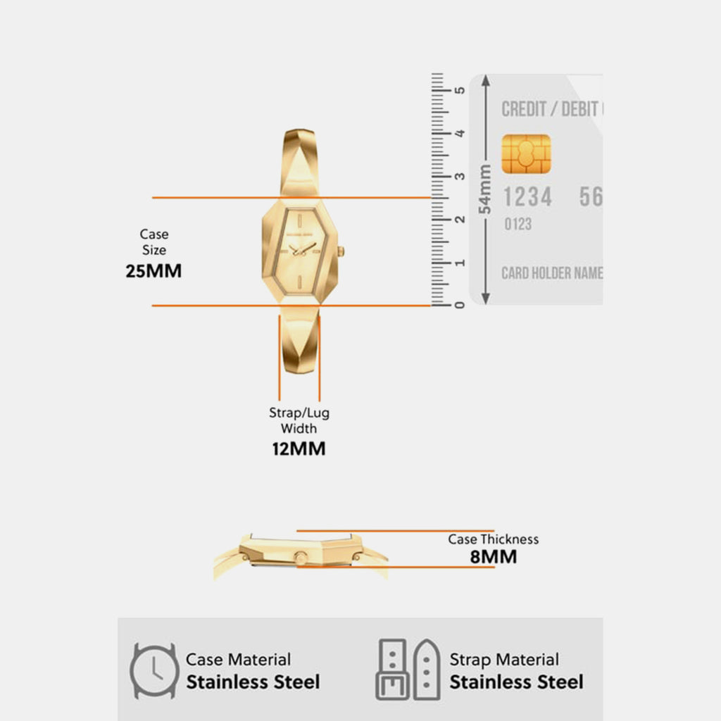 Suri Women Quartz Gold Dial Analog Stainless Steel Watch MK7589