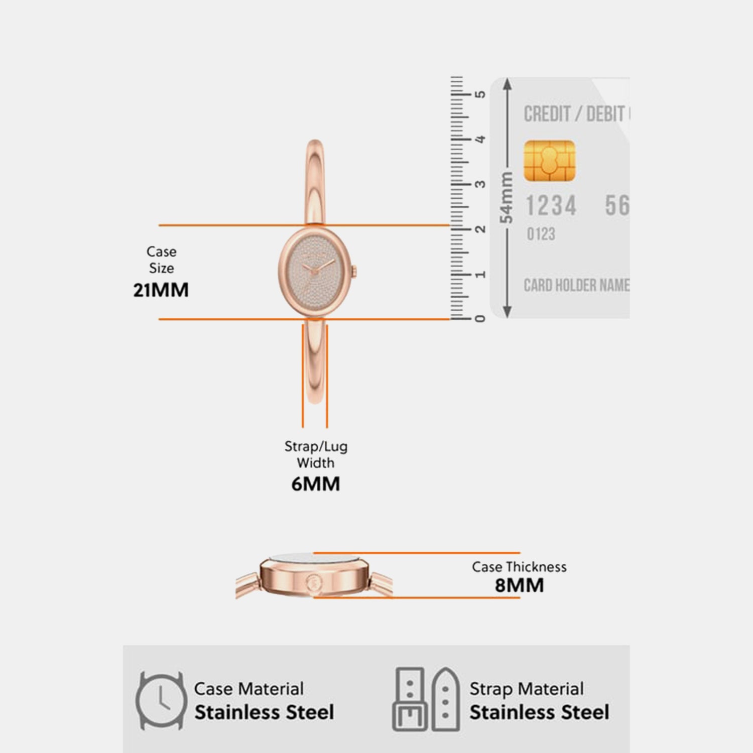 Women Quartz Rose Gold Dial Analog Stainless Steel Watch MK7594