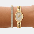 Maude Women Quartz Gold Dial Analog Stainless Steel Watch MK7596SET