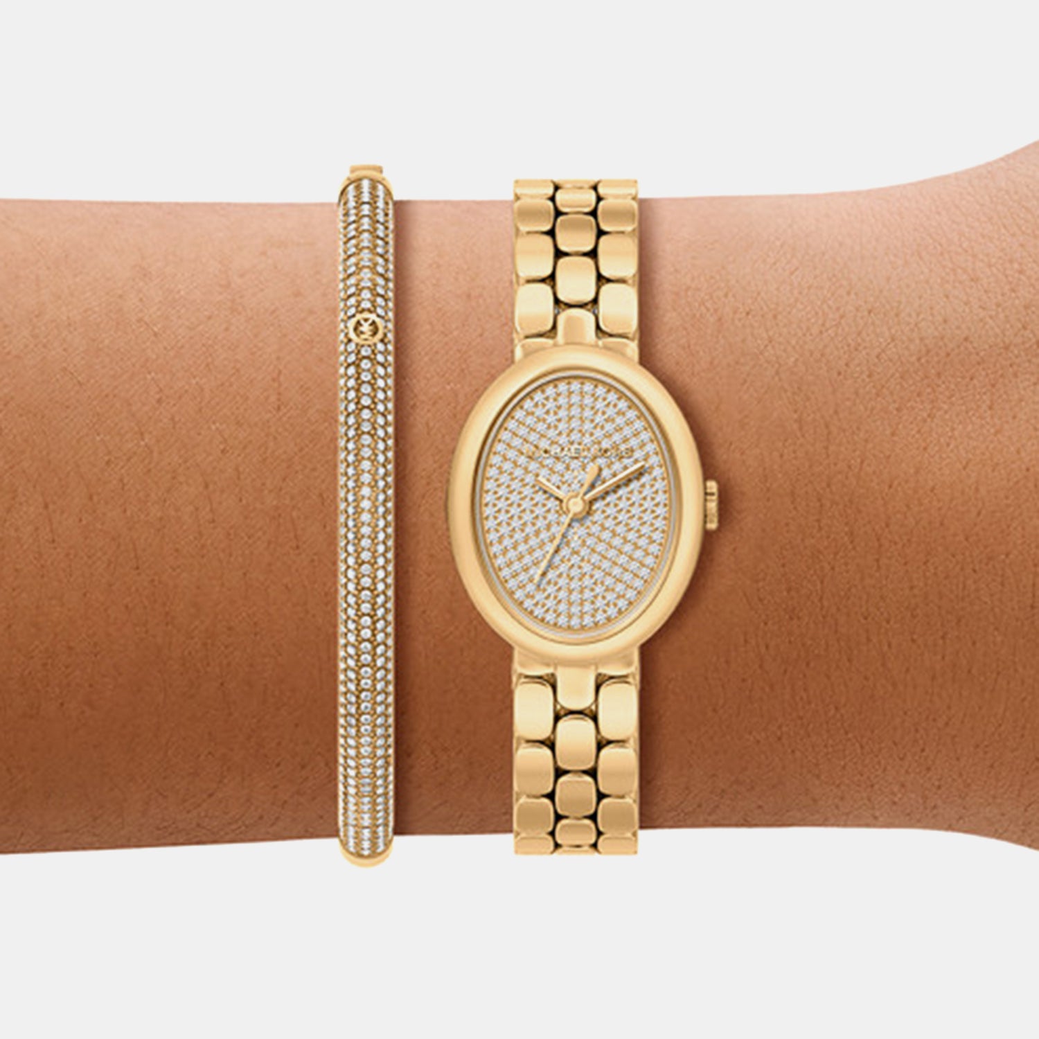 Maude Women Quartz Gold Dial Analog Stainless Steel Watch MK7596SET