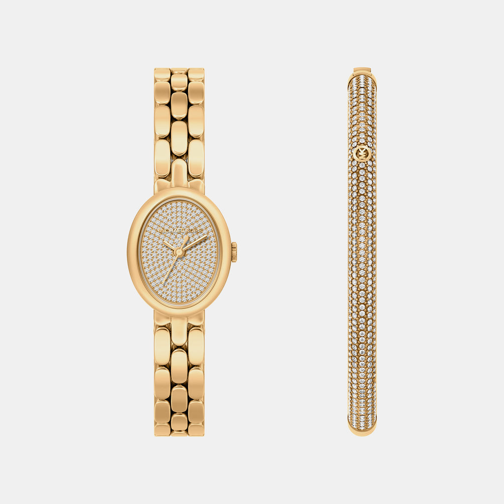 Maude Women Quartz Gold Dial Analog Stainless Steel Watch MK7596SET