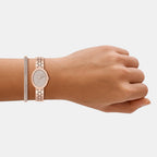 Maude Women Quartz Silver Dial Analog Stainless Steel Watch MK7598SET
