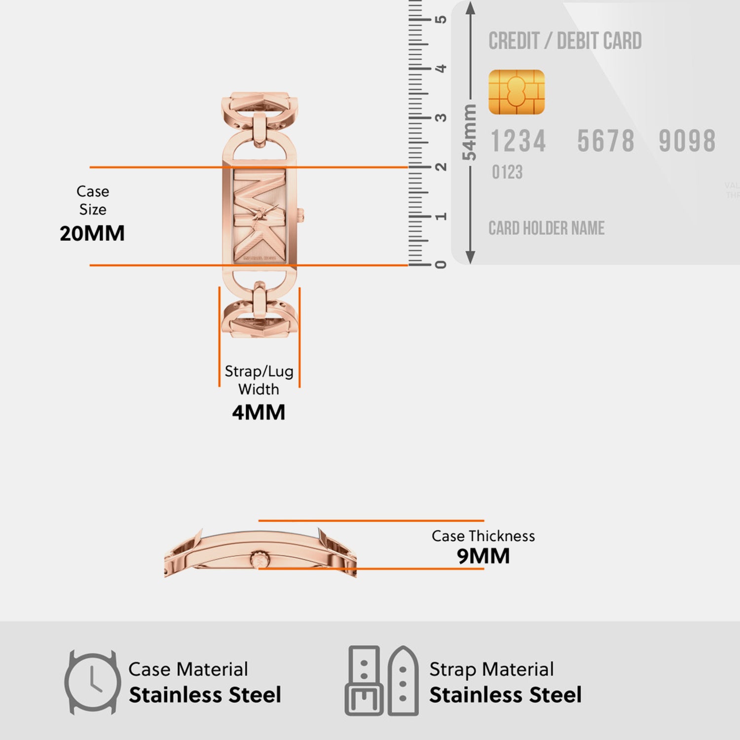 Mk Empire Women Quartz Rose Gold Dial Analog Stainless Steel Watch MK7602