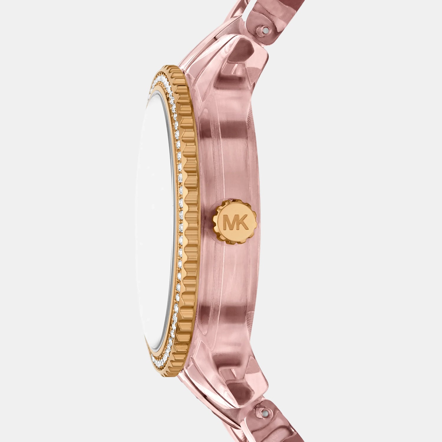 Bryant Pavé Women Quartz Pink Dial Analog Stainless Steel Watch MK7607