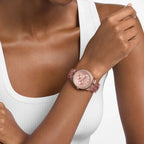 Bryant Pavé Women Quartz Pink Dial Analog Stainless Steel Watch MK7607