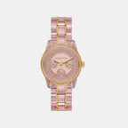 Bryant Pavé Women Quartz Pink Dial Analog Stainless Steel Watch MK7607