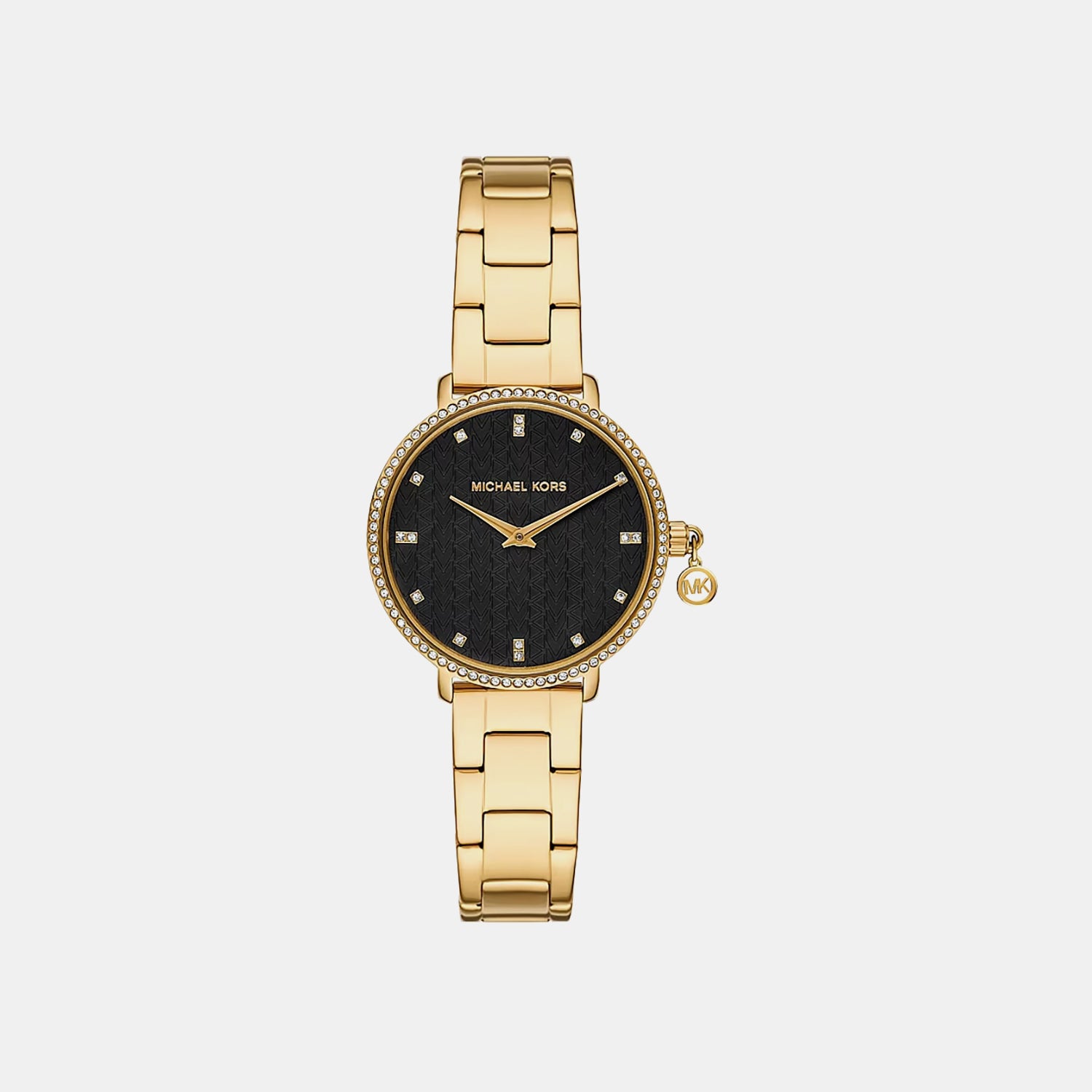 Mini Pyper Pave Women Quartz Black Dial Analog Stainless Steel Watch MK7616