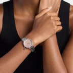 Mini Pyper Pave Women Quartz Pink Dial Analog Stainless Steel Watch MK7617