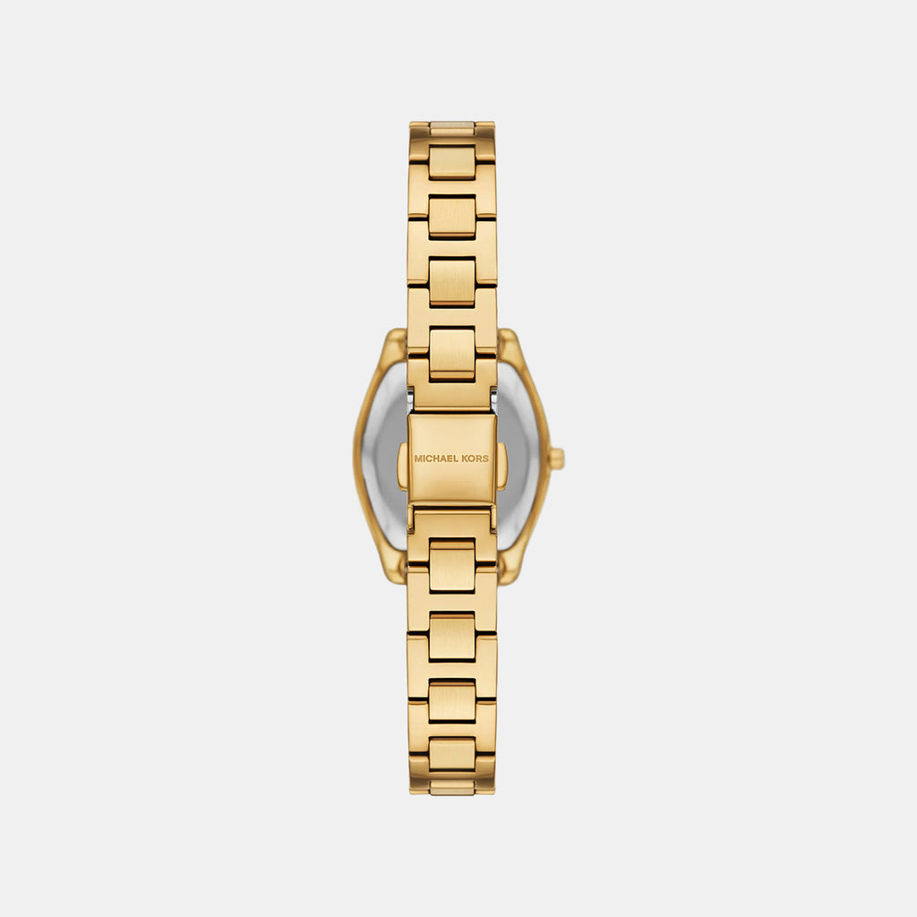 Petite Chelsea Pave Women Quartz Gold Dial Analog Stainless Steel Watch MK7618
