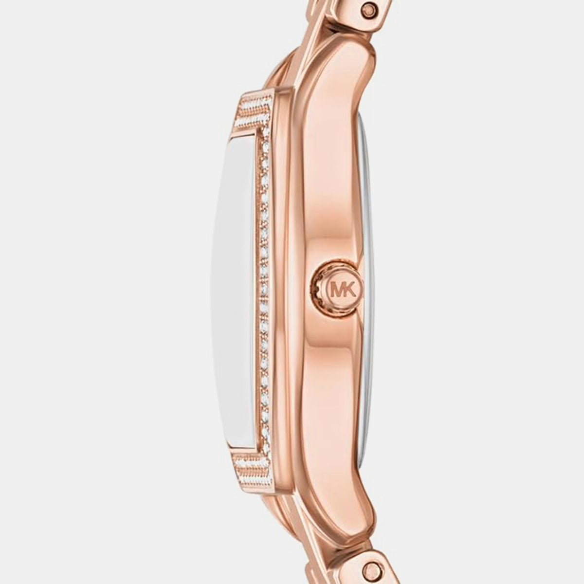 Petite Chelsea Pave Women Quartz Rose Gold Dial Analog Stainless Steel Watch MK7619