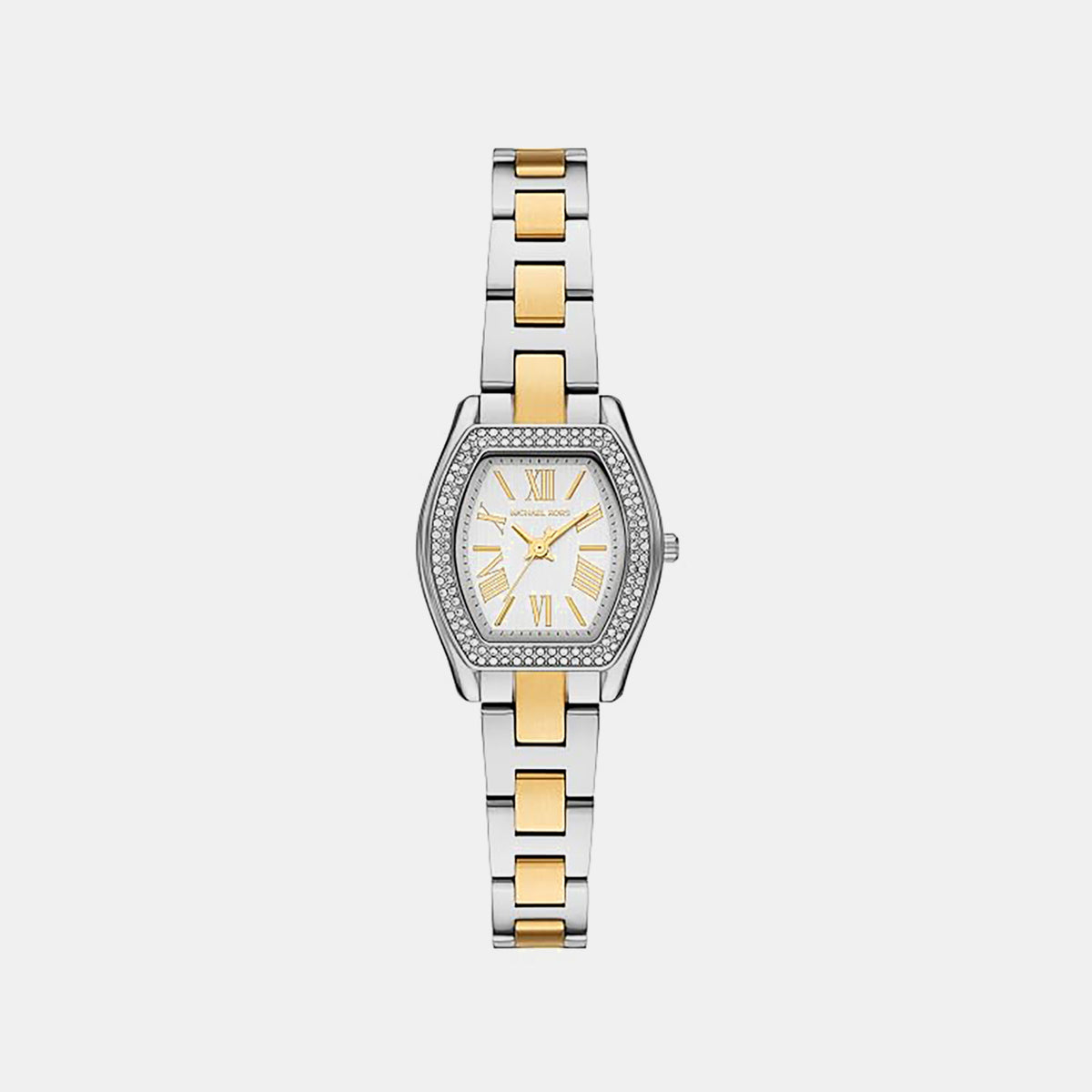 Petite Chelsea Pave Women Quartz Silver Dial Analog Stainless Steel Watch MK7620