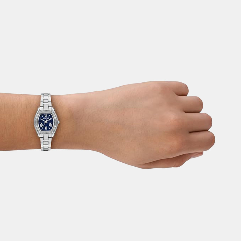 Petite Chelsea Pave Women Quartz Blue Dial Analog Stainless Steel Watch MK7621