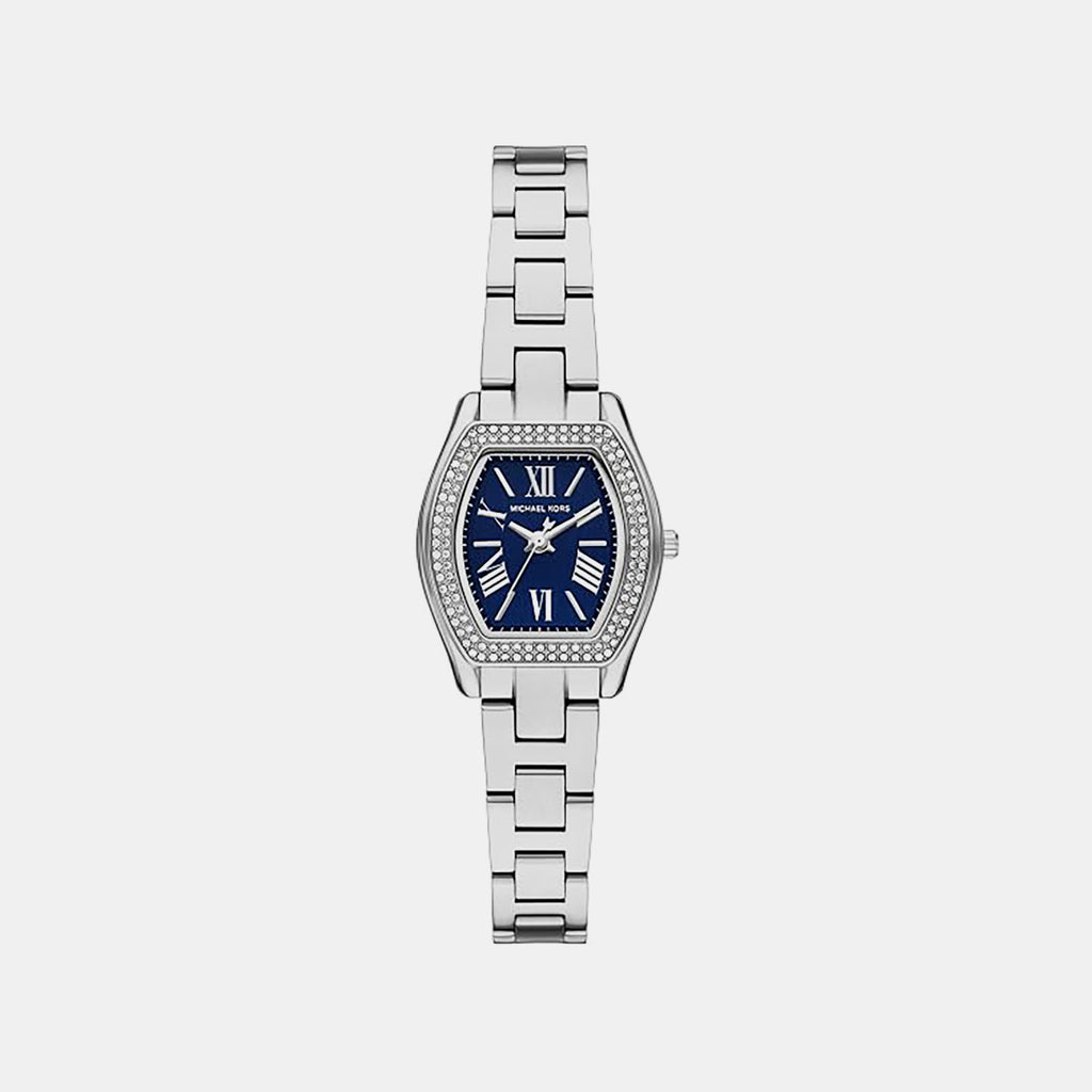 Petite Chelsea Pave Women Quartz Blue Dial Analog Stainless Steel Watch MK7621