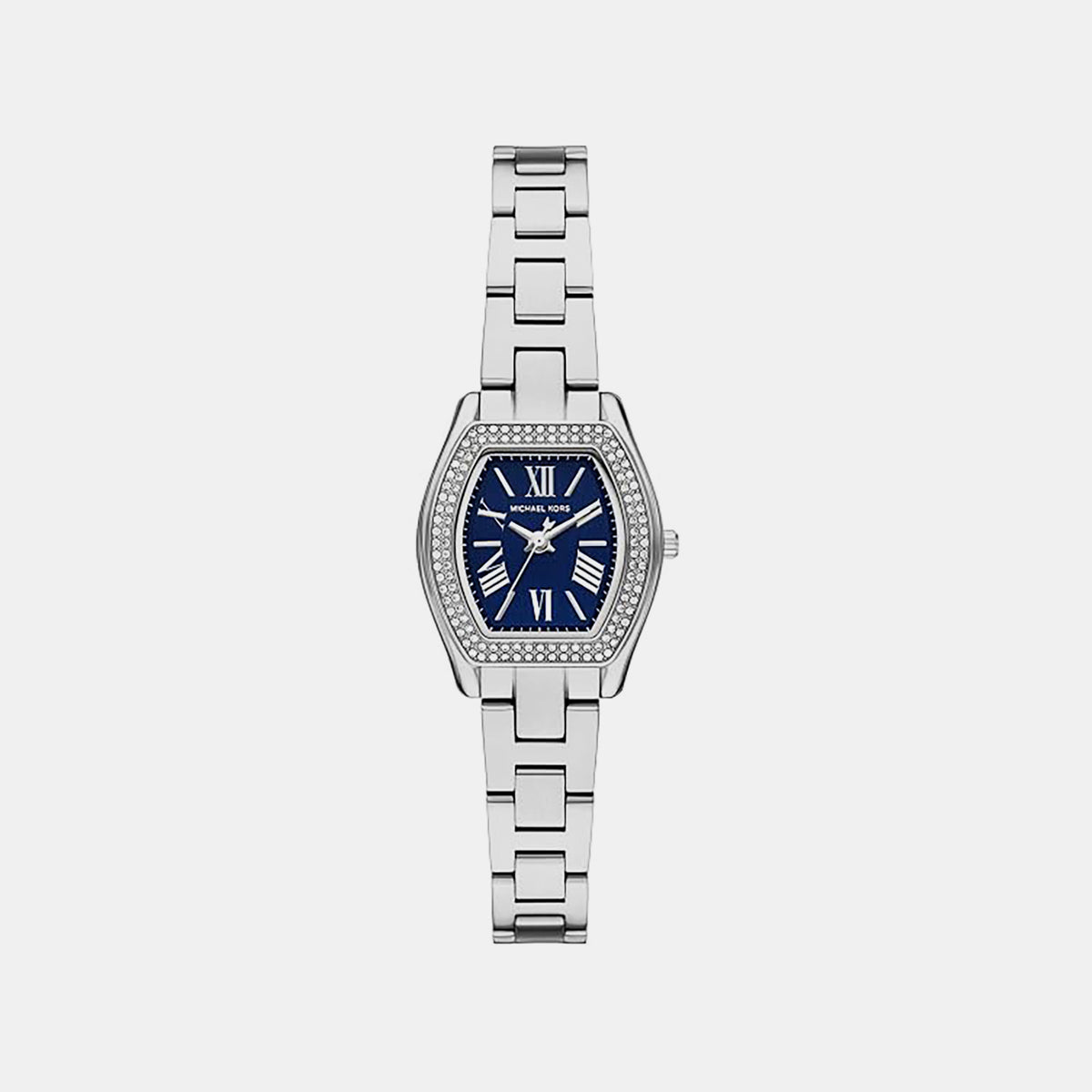 Petite Chelsea Pave Women Quartz Blue Dial Analog Stainless Steel Watch MK7621
