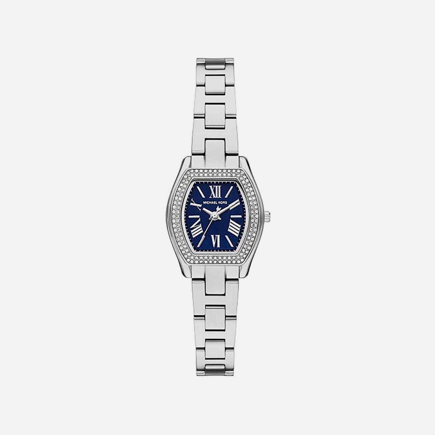 Petite Chelsea Pave Women Quartz Blue Dial Analog Stainless Steel Watch MK7621