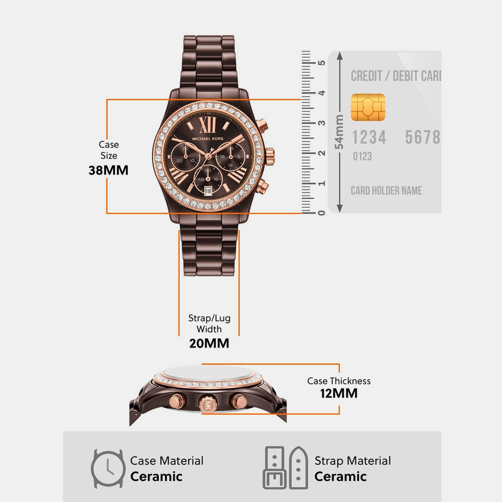 Lexington Men Quartz Brown Dial Chronograph Ceramic Watch MK7638