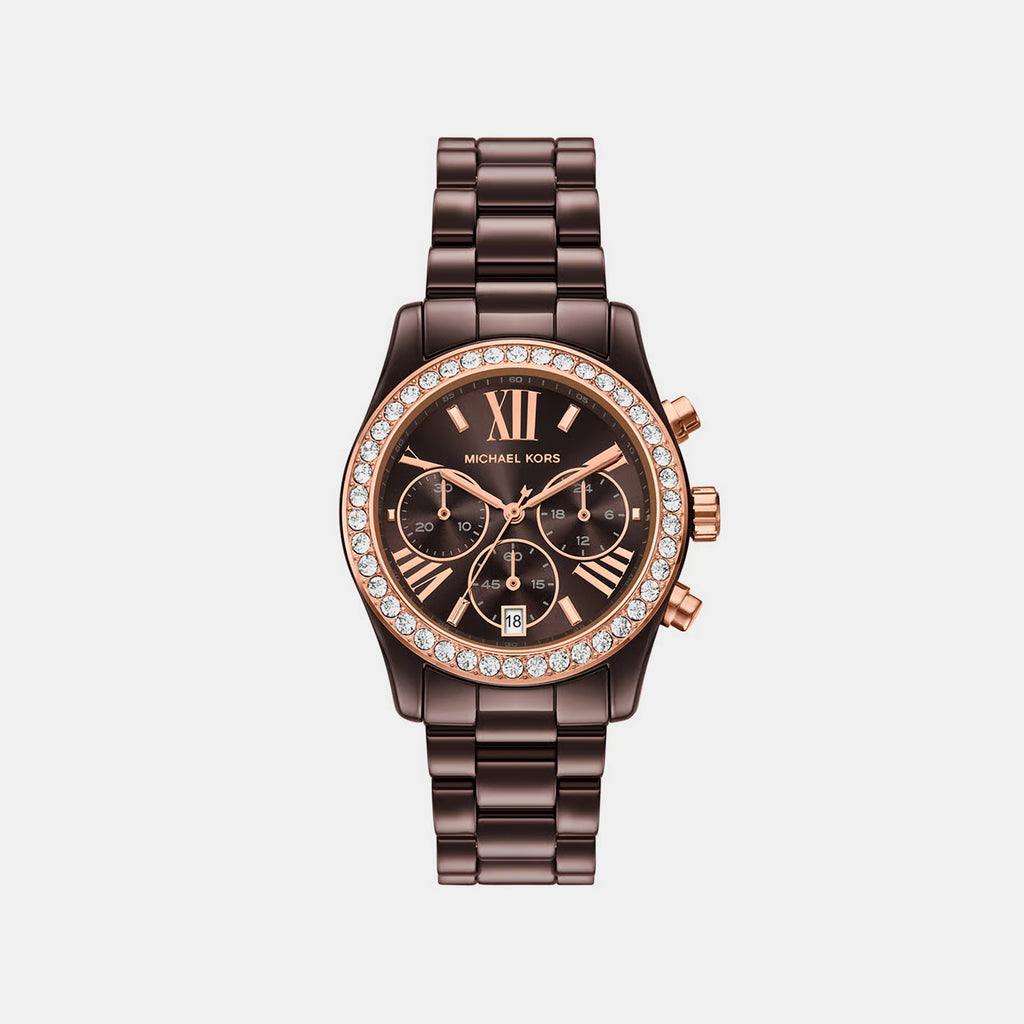 Lexington Men Quartz Brown Dial Chronograph Ceramic Watch MK7638