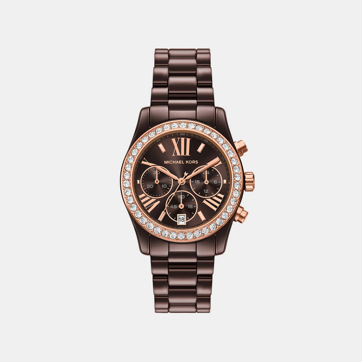 Lexington Men Quartz Brown Dial Chronograph Ceramic Watch MK7638