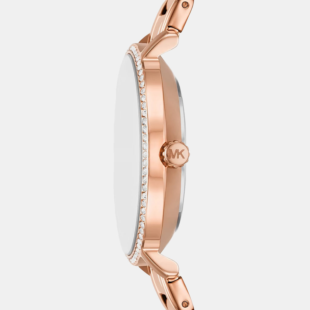 Pyper Pave Women Quartz Rose Gold Dial Analog Stainless Steel Watch MK7645SET