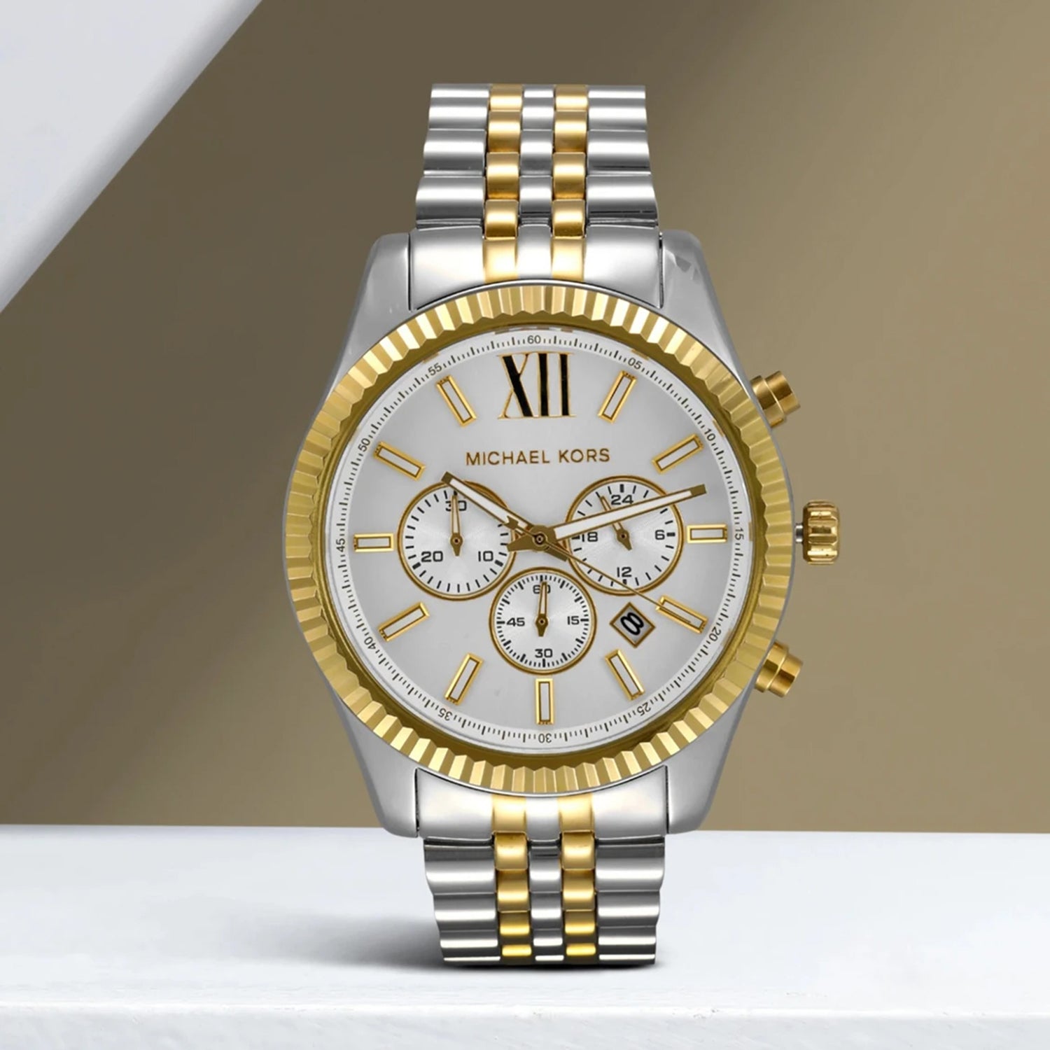 Lexington Men Quartz Silver Dial Chronograph Stainless Steel Watch MK8344