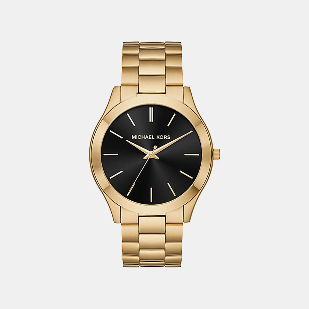 Slim Runway Men Quartz Black Dial Analog Stainless Steel Watch MK8621