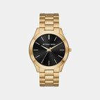 Slim Runway Men Quartz Black Dial Analog Stainless Steel Watch MK8621