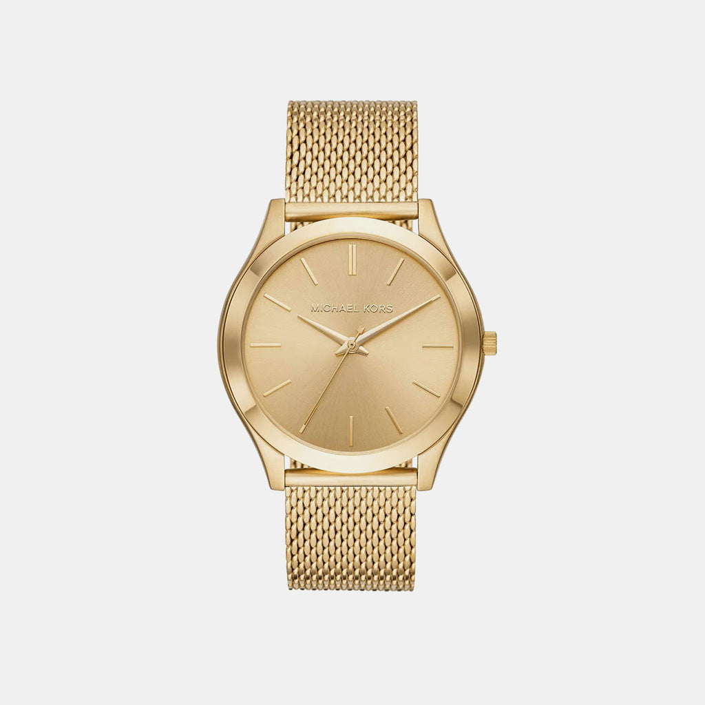 Slim Runway Men Quartz Gold Dial Analog Stainless Steel Watch MK8625