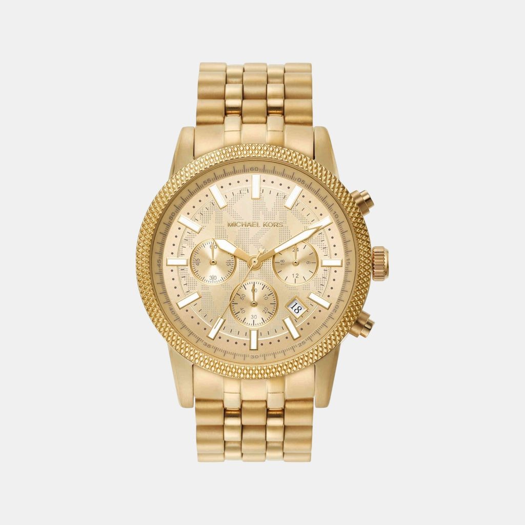 Hutton Men Quartz Gold Dial Chronograph Stainless Steel Watch MK8953