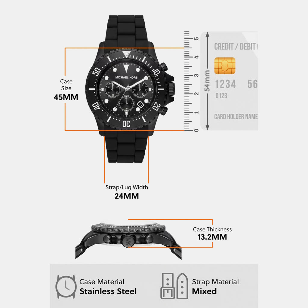 Everest Men Quartz Black Dial Chronograph Silicone Watch MK8980