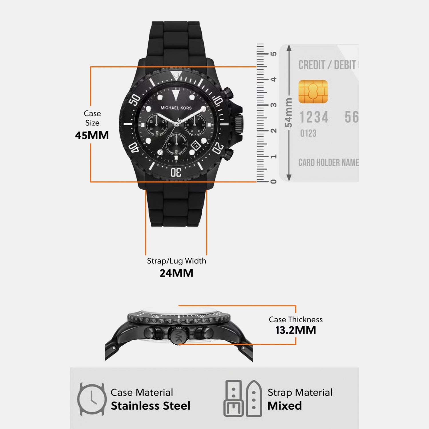 Everest Men Quartz Black Dial Chronograph Silicone Watch MK8980