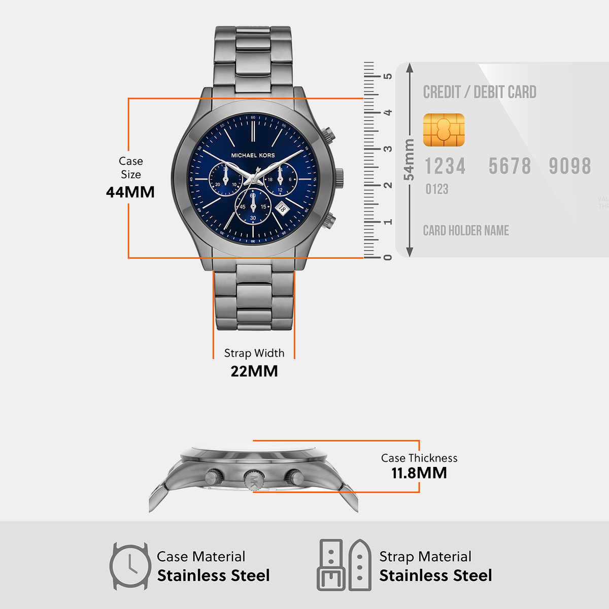 Michael Kors 44 mm Gunmetal Quartz watch