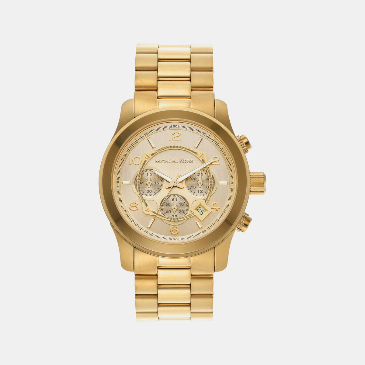 Runway Unisex Quartz Gold Dial Chronograph Stainless Steel Watch MK9074