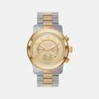 Runway Men Quartz Gold Dial Chronograph Stainless Steel Watch MK9075