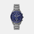 Warren Men Quartz Blue Dial Chronograph Stainless Steel Watch MK9111