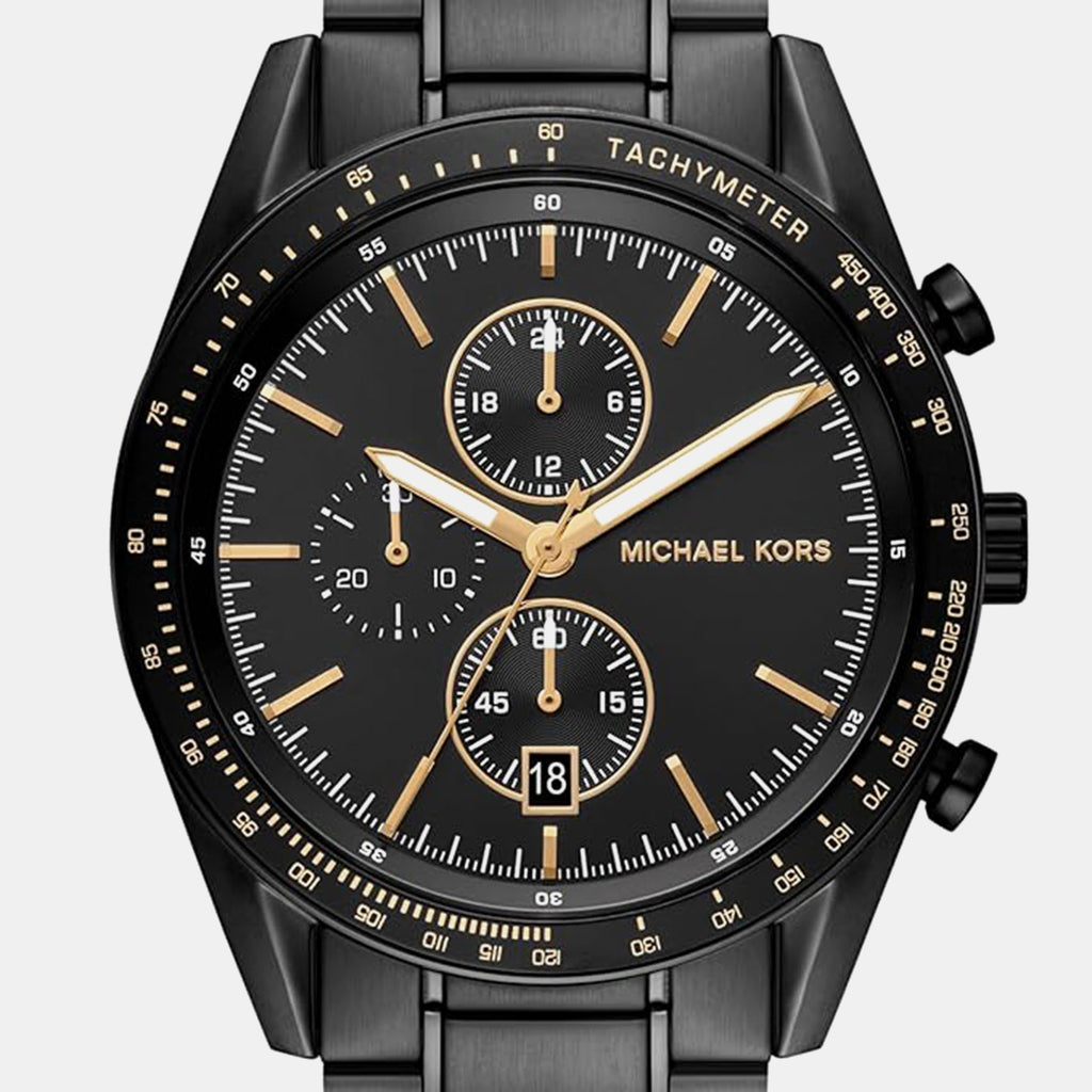 Warren Men Quartz Black Dial Chronograph Stainless Steel Watch MK9113