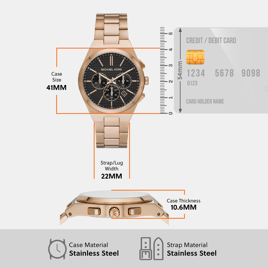 Lennox Men Quartz Black Dial Chronograph Stainless Steel Watch MK9119