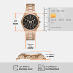 Lennox Men Quartz Black Dial Chronograph Stainless Steel Watch MK9119