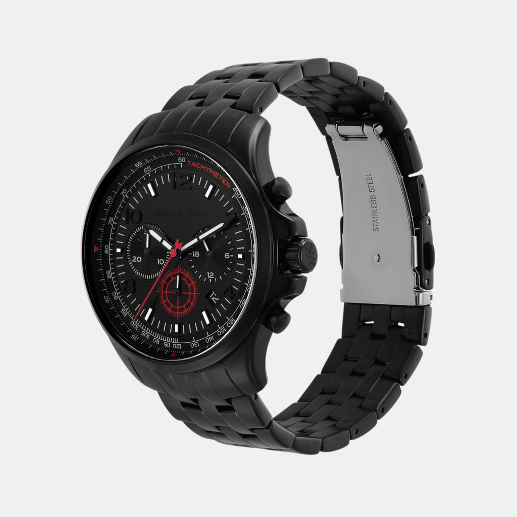 Pilot Men Quartz Black Dial Chronograph Stainless Steel Watch MK9127