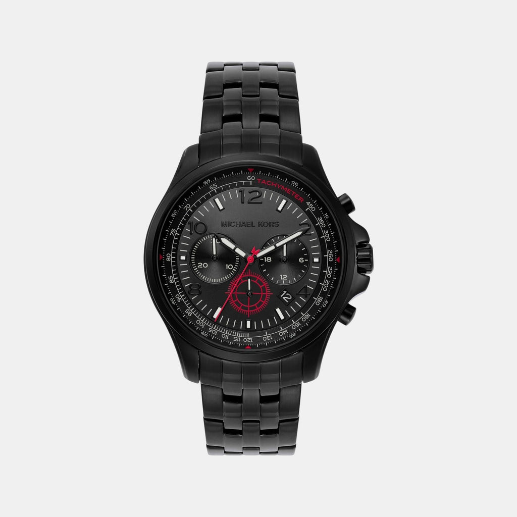 Pilot Men Quartz Black Dial Chronograph Stainless Steel Watch MK9127