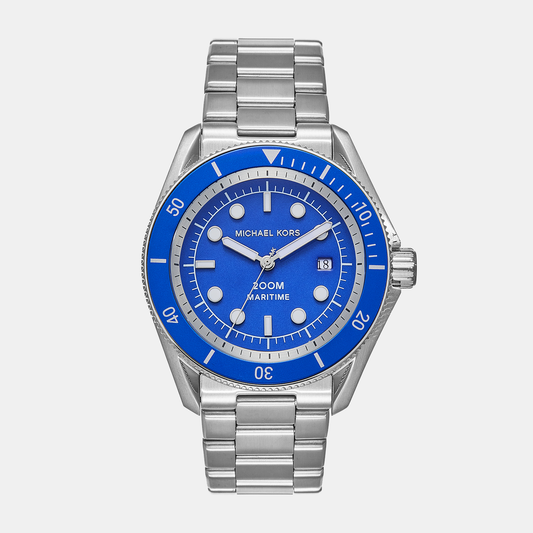 Men Quartz Blue Dial Analog Stainless Steel Watch MK9160