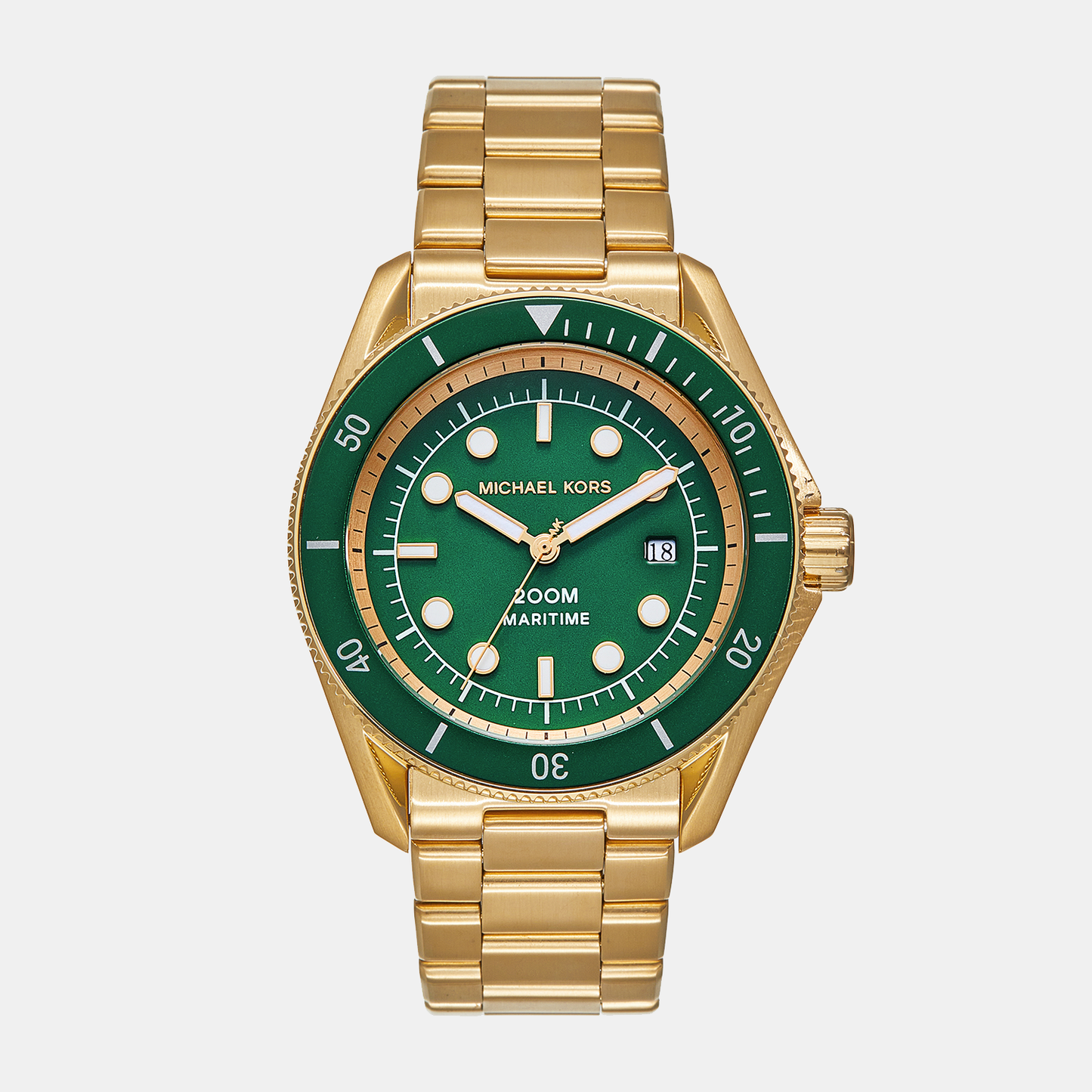 Men Quartz Green Dial Analog Stainless Steel Watch MK9162