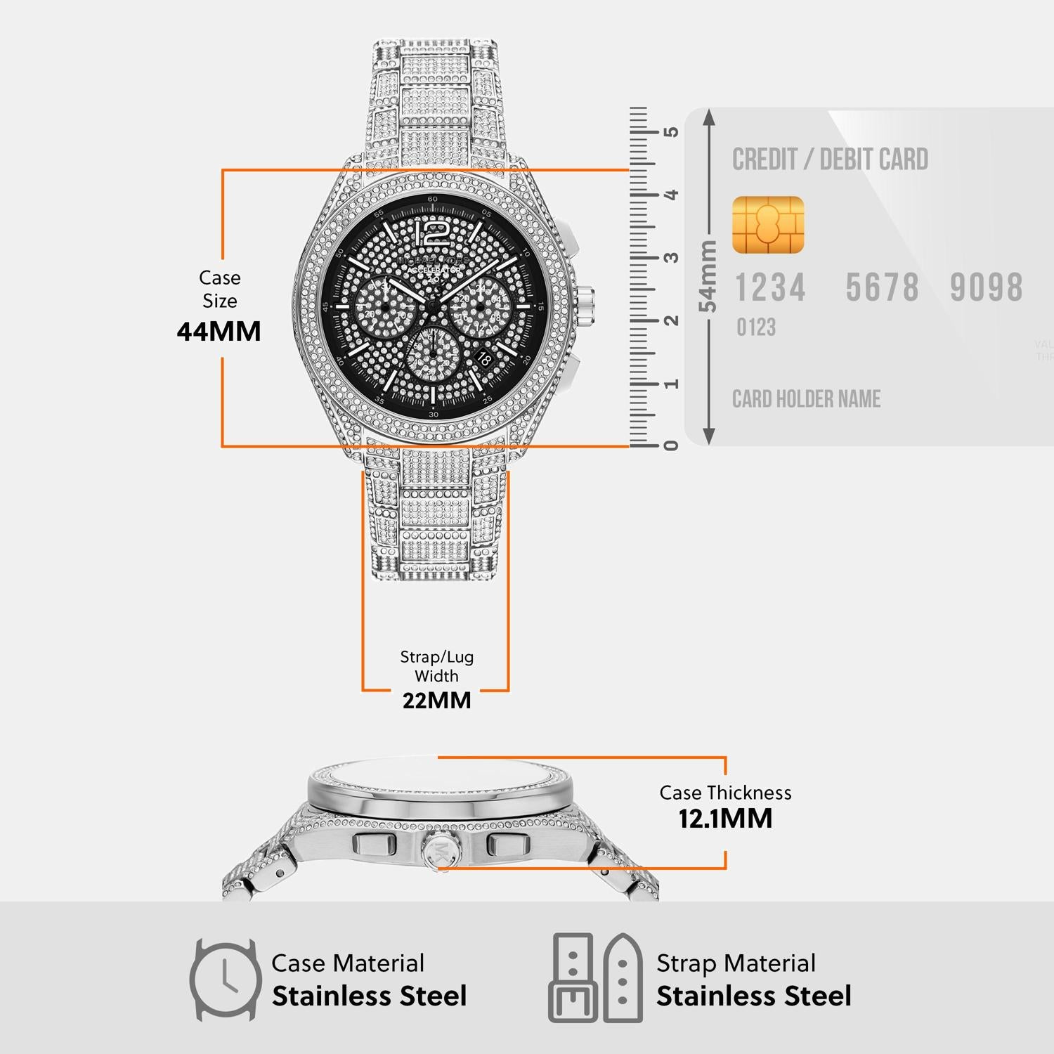 Accelerator 2.0 Men Quartz Black Dial Chronograph Stainless Steel Watch MK9189