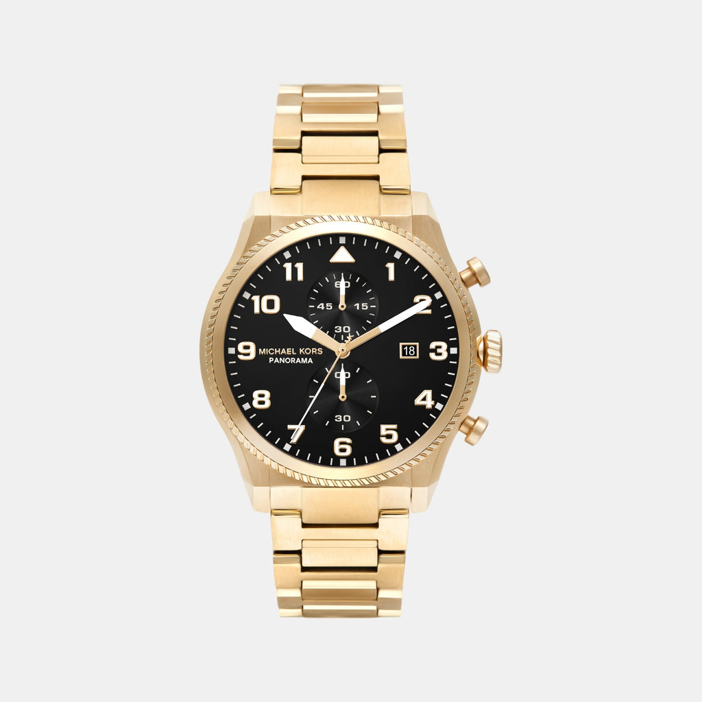 Panorama Men Quartz Black Dial Chronograph Stainless Steel Watch MK9195