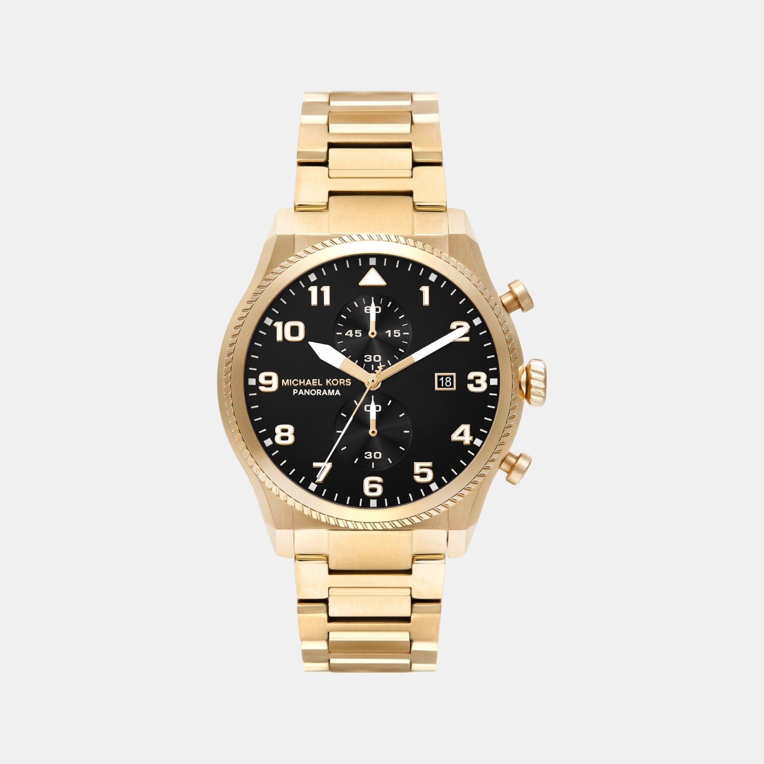 Panorama Men Quartz Black Dial Chronograph Stainless Steel Watch MK9195