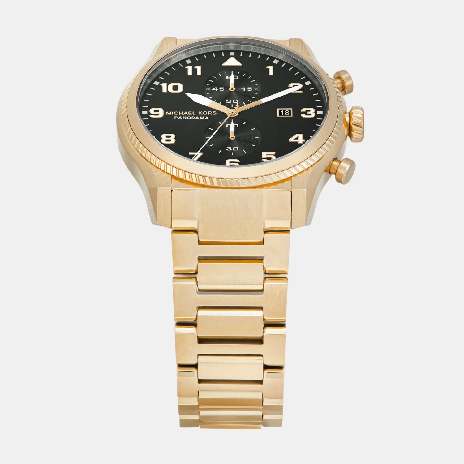 Panorama Men Quartz Black Dial Chronograph Stainless Steel Watch MK9195