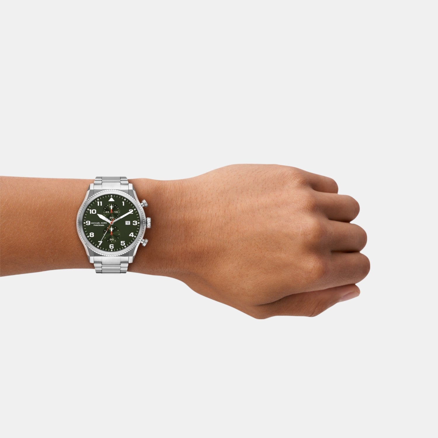 Panorama Men Quartz Green Dial Chronograph Stainless Steel Watch MK9196